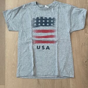 Hanes Gray USA Flag Kids T-Shirt